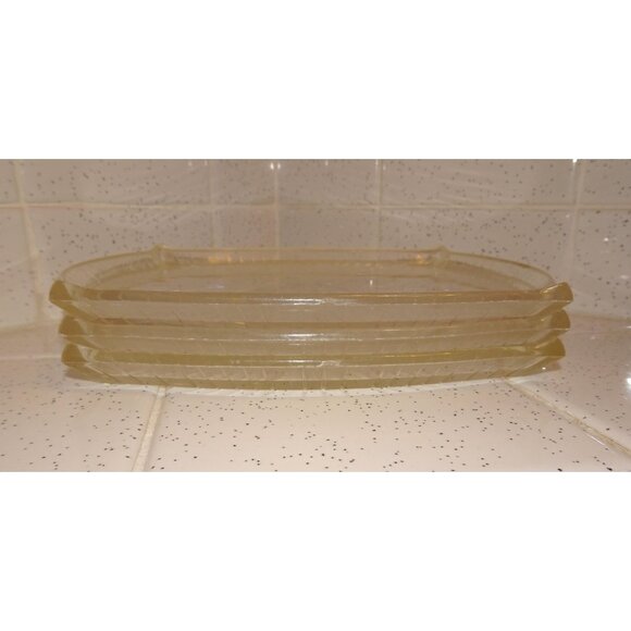 Vintage Three Clear Lucite Atomic Starburst Snack Trays trinket dish 1950s retro - Picture 8 of 13